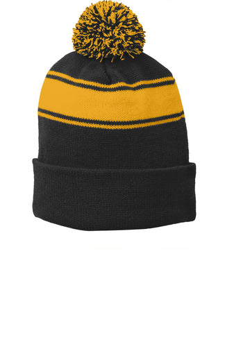 Sport-Tek STC28 Stripe Pom Pom Beanie