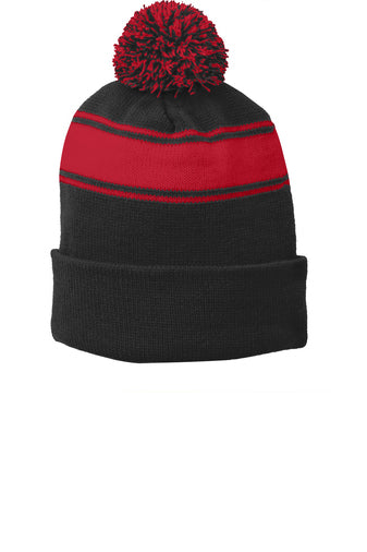 Sport-Tek STC28 Stripe Pom Pom Beanie