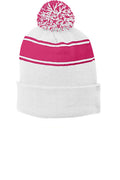 Sport-Tek STC28 Stripe Pom Pom Beanie